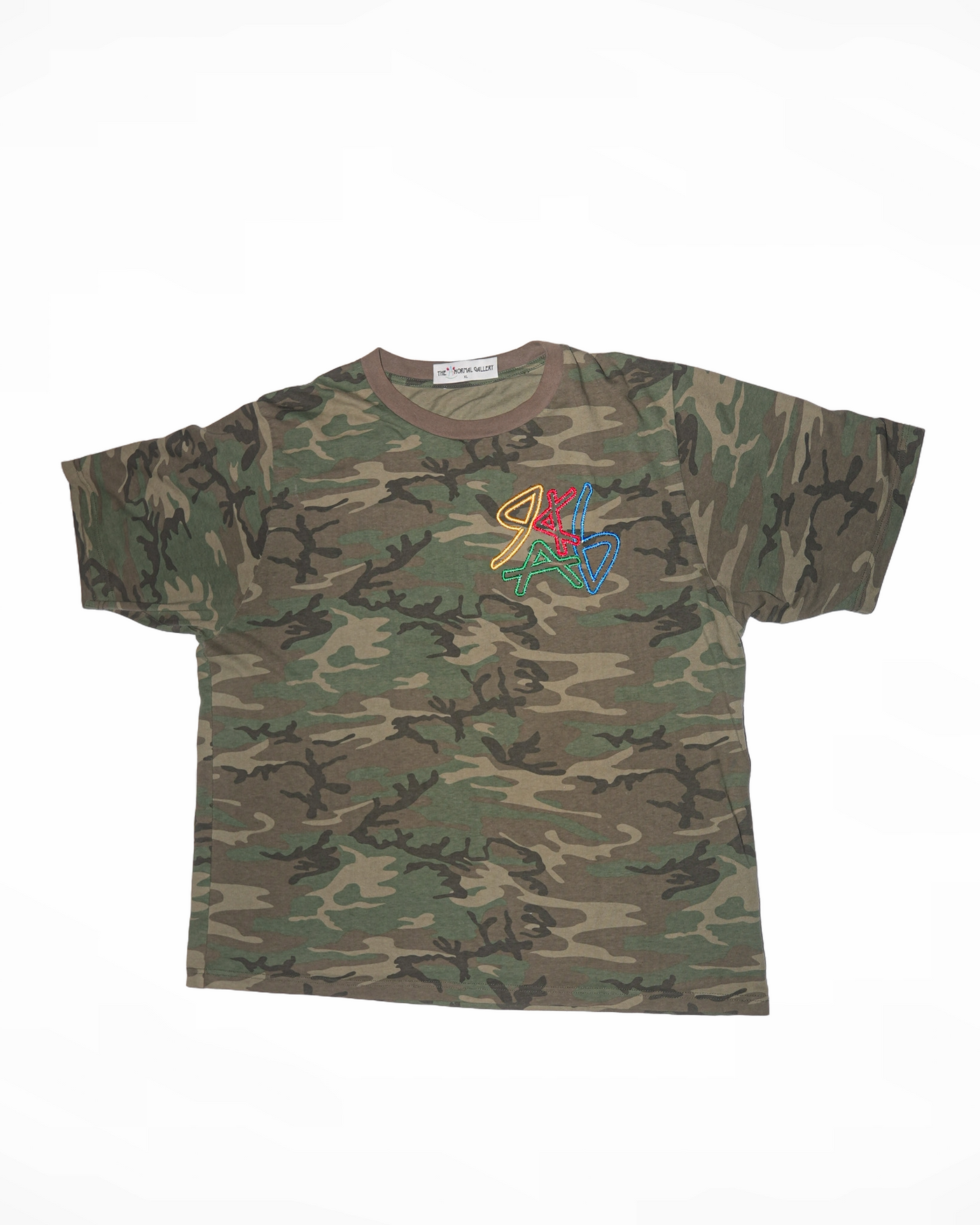ABnormal Gallery camo t-shirt with multicolor 3D embroidered logo on chest